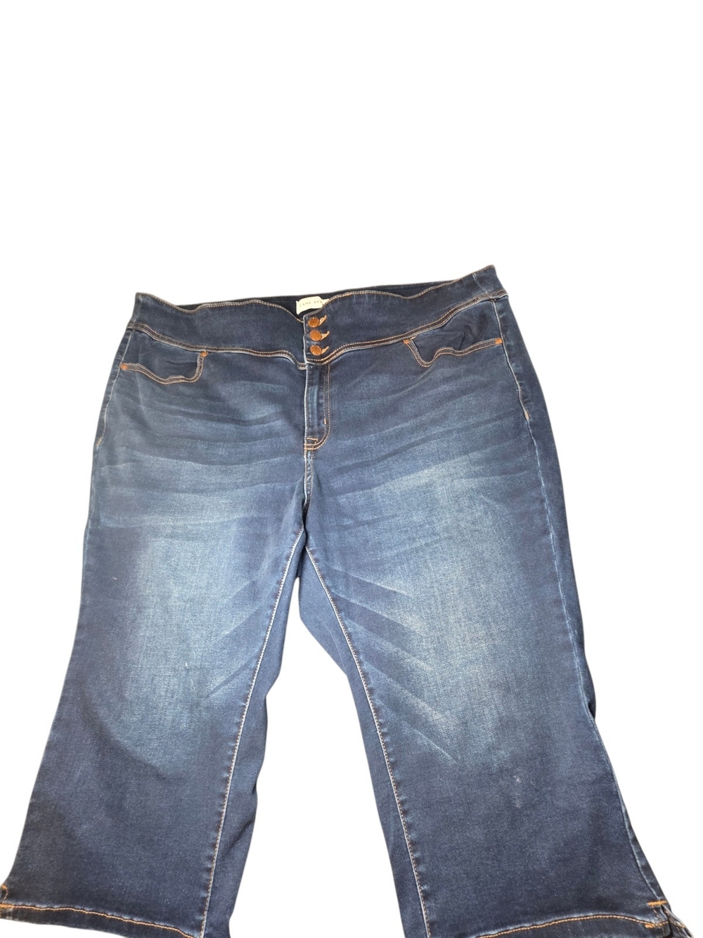 Lane Bryant Flex Magic High Rise 3-Button Jegging Pedal Capri Jeans Dark Wash 22